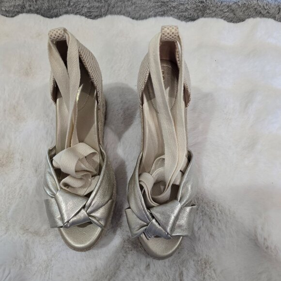 $170 Cole Haan Women’s Cloudfeel Hampton Espadrille Wedge Sandal Sizes NEW Gold - Picture 7 of 8